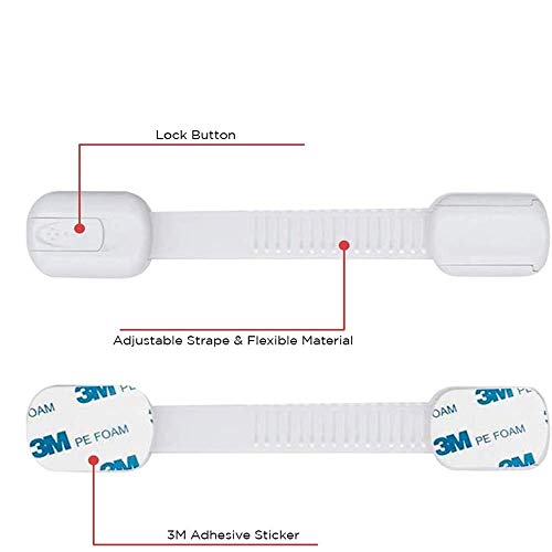 Child Safety Strap Locks（8 Pack）,Strong Adhesive Child Locks for