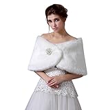 Rosalindbridal Wedding Bridal Faux Fur Wrap Shawl Cape Stole