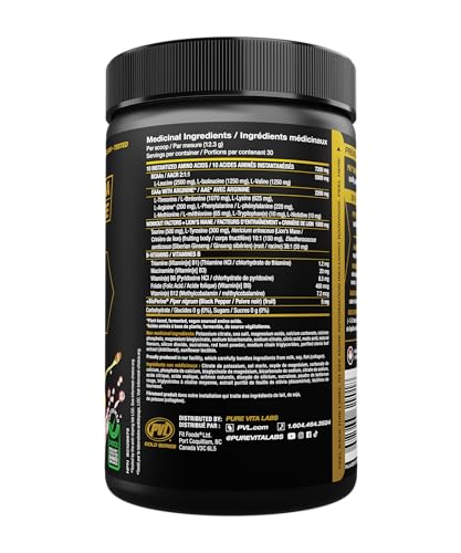 PVL EAA+BCAA COMPLETE – Essential Amino Acid Supplement with BCAAs, Electrolytes & B-Vitamins – Pre, Intra or Post Workout Powder – Keto & Vegan Friendly – Tropical Punch, 30 Servings
