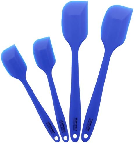 HOMKOM Silicone Spatula Scraper Set with Hygienic Solid Coating, Blue (4-Pack)