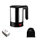 Electric Travel Kettle Dual Voltage, Electric Kettle Small, Stainless Steel Hot Pot With Free Universal Adapter - Suitable For Boiling Water & Eggs Heating Milk (Black-110-220V)