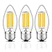 CRLight 6W 3200K Medium Base(E26) LED Chandelier Bulb Soft White 700LM Dimmable, 70W Equivalent E26 Medium Base LED Candle Bulbs, C35 Clear Glass Torpedo Shape Bullet Top, 3 Pack