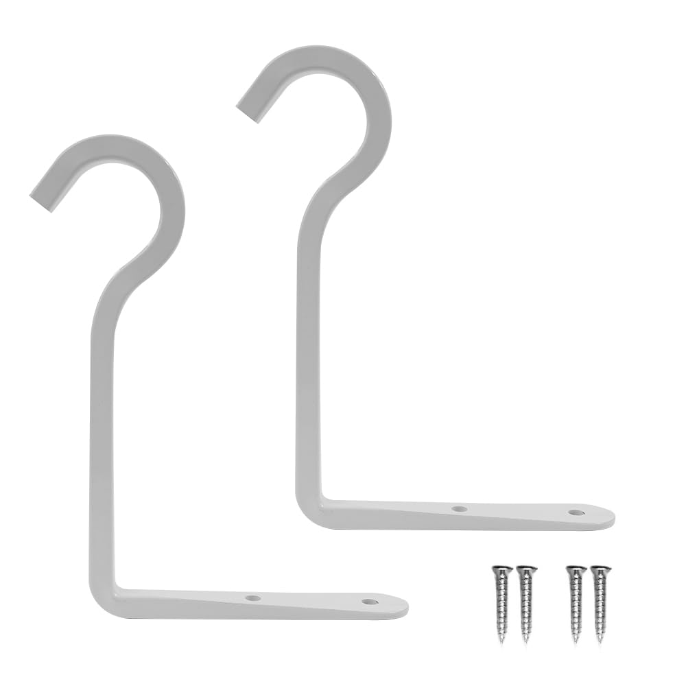 Sarini 2 Pack Wall Hook,Hanging Plant Bracket,Decorative Straight Plant Hanger for Bird Feeders/Planters/Lanterns/Wind Chimes/Indoor Outdoor, White 15cm