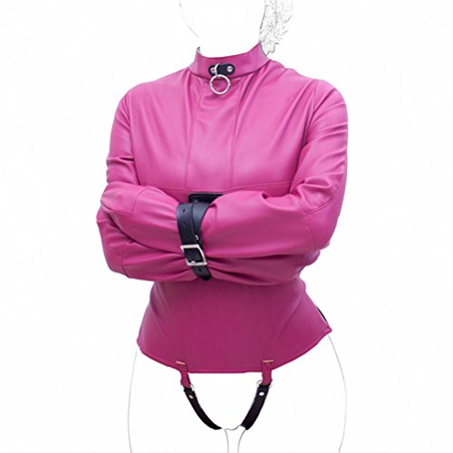 Love Secret PU Leather Straitjacket Strict Bondage Kinky Fancy Straight Jacket Fetish Costume for Women SM Body Harness Cosplay Bondage Gear (L, Purple)