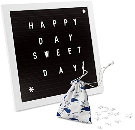 Letter Board with 294 White Letters, Numbers &amp; Symbols, Message Board 12x12, Bulletin Board with White Frame, Black Flocking Backing, Free Storage Bag for Letters Organizer