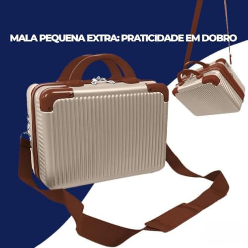 Mala de Bordo 10kg com Frasqueira Bagagem de Mão Expansivel Aprovada ANAC com 4 Rodas duplas 360° Cadeado AntiFurto TSA Mala de Viagem Alça Lateral com Divisória, Leve Resistente Bege
