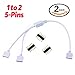 Glarks 2Pcs [5-Pins 1 to 2] Splitter LED Strip Connect Cable with 6Pcs 5-Pins Plugs Connector s for RGBW 5050 LED Strip Lights (1 to 2 / 2Pcs)