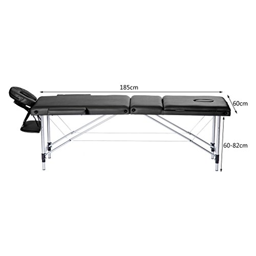 Homgrace Portable Folding Massage Table 3 Fold Aluminum Alloy Frame with Carrying Case