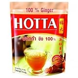 Hotta Instant Ginger Drink Beverage Sugar-Free, 100% Pure Natural Thai Ginger Powder for Hot or Cold Drinks, (20 Sachets)