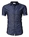 KUULEE Men's Button Down Jean Shirts Denim Work Shirt Slim Fit Dress Shirts Spring Shirt for Men