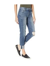 Pantalones vaqueros para dama con dobladillo cruzado