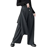 ellazhu Women's Skirt Pants Button Loose Wide Leg Asymmetrical GZ787 A