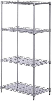 Adjustable Storage Shelves Rack Silver 4 Shelf Mesh Shelving Unit