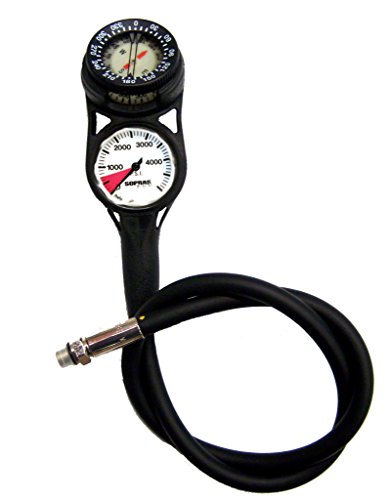 Sopras Sub, SPG Gauge 2 Pressure and Compass, Mini Gauge Analog Imperial PSI 1.5 inch, Scuba Diving, Console