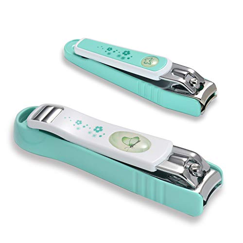 Premium Quality Nail Clipper Nail Cutter Nail Trimmer Set With Nail Catcher and Nail File - Anti-Splash Fingernail and Toenail Clippers (Green)