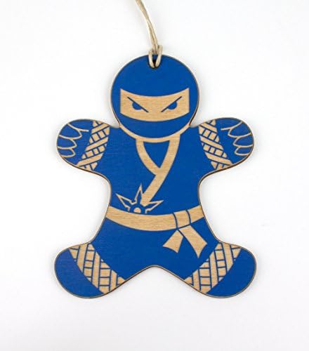 Ninja Gingerbread Man Christmas Ornament (Blue)