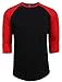 NE PEOPLE Mens 3/4 Sleeve Baseball Tshirt Raglan Jersey Shirt (S-2XL) BlackRed
