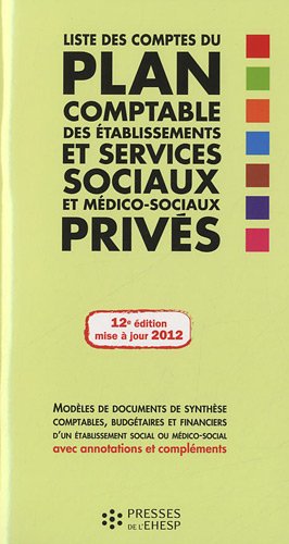Liste des comptes du plan comptable des établissements et services sociaux et médico-sociaux privés