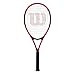 Wilson Federer Black/Red Oversized Pre-Strung Recreational Tennis Racquet Starter Kit or Set Bundled with a Black/White Advantage II Tennis Racket Bag