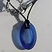 Blue Sea Glass Necklace Surf Beach Transparent Oval Small Pendant Handmade Unisex Surfing Jewelry on a Waxed Cotton 26 Inches Cord Gift Under 20 Dollars
