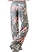 Famulily Women's High Waist Casual Floral Print Drawstring Wide Leg Pants Lounge(Grey,X-Large)