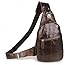 Yilen Casual Daypack Top Grain Genuine Leather Sling Shoulder Backpack with Front Buckle Chest Bag(Coffee)