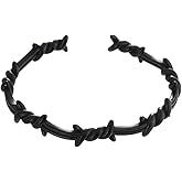 TURTLEDOVE Retro Twisted Cuff Bangle Bracelet Metal Crown of Thorns, Barbed Wire Bracelet for Men Women Black