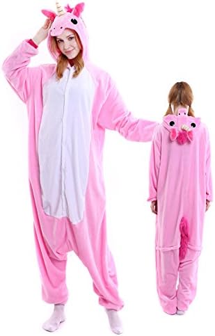 Unisex Unicorn Onesie Pajama For Adult, Kigurumi Women &amp; Men Animal Unicorn Costumes (Medium, Pink Unicorn)