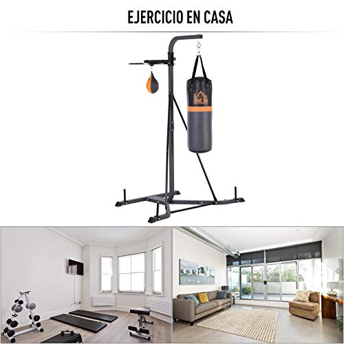 HOMCOM-Sacos-de-Boxeo-con-Soporte-Regulable-en-Altura-en-4-Niveles-1665cm-1815cm-Incluye-Bola-Velocidad-de-Boxeo-Tipo-Pera-104x156x202cm