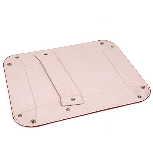 Valet Tray,Watch Case for Storage,PU Leather Coin Change Key Tray Jewelry Organizer Winered - Thumbnail 4