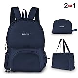 Lightweight Durable Backpack Foldable Tote Bag Camping Outdoor Hiking Daypack (Navy)