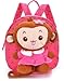 Baby Rae Toddler Kid Walking Safety Leash Backpack with Detachable Cute Monkey Stuff Animal (Pink Monkey)