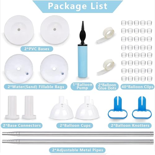 AM ANNA Balloon Column Kit Set of 2, Metal Adjustable Balloon Stand 8ft Balloon Tower Stand Kit with Base for Floor, Balloon Stand Kit Decorations for Baby Shower Graduation Birthday Wedding Party