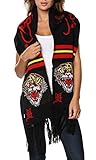 Ed Hardy Tiger Rectangle Knit Scarf - Black