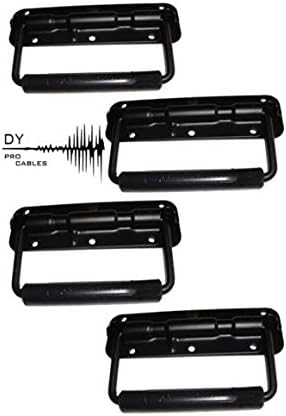 4x Black Spring Loaded Drop Handle Rubber Handle Speaker Cabinet, Flight Cases
