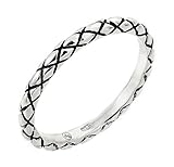 2mm Antiqued Marquis Design Stackable Sterling Silver Ring