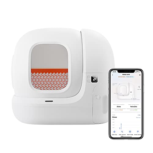 PETKIT 猫 トイレ 自動トイレ スマホ管理 センサー付き 飛散防止 自動清掃 定期清掃 掃除簡単 お留守番 専用APP IOS/Android対応 日本語説明書付き 自動トイレMAX