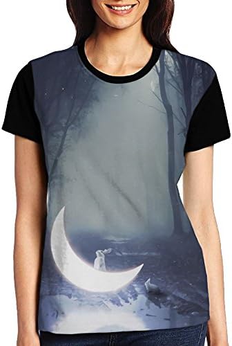 Women's Moon Rabbit Popular Print T-Shirt Tee Compression Undershirt Sports Raglan Tees Tops For Outdoor