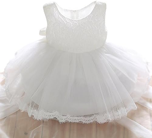 SZYL Baby Girls Lace Baptism Flower Dress Wedding Pegeant Tutu (3-4 years, white)
