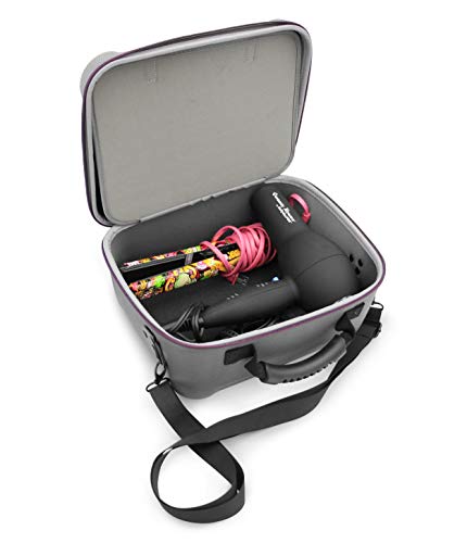 Casematix 12 inch Salon Hair Styling Tool Travel Case Bag Fits Blow Dryer, Flat Iron Straightener, Curling Iron, Diffusers and Hair Dresser Accessories, Includes Shoulder Strap