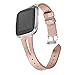 bayite Leather Bands Compatible with Fitbit Versa/Versa 2, Slim Wristband with Ventilated Hole Replacement Accessories Strap Versa Women Men, Rose Gold