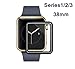 MITB cqw5455768 Apple Watch Screen Protector 38mm, iWatch Tempered Glass Screen Protector, Anti-Scratch, Scratch Resistant, 3D Full Screen Coverage for Apple Watch 38mm Series 3/2/1 [1 Pack, Black]