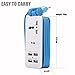 Europe USB Power Strip with 4 Ports USB Charging Station Outlets 5V 2.1A-1A 21W Universal Socket EU Plug 100V-240V Compact 5ft Extension Cord Portable Electric Power Strip for Traveling (Blue)
