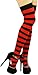 Raylarnia Women's Extra Long Opaque Striped Over Knee High Stockings Socks-White Green Stripes