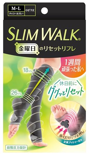 スリムウォーク 着圧ソックス 金曜日のリセットリフレ ML チャコールグレー 着圧