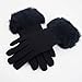 YAOSEN Women Winter Warm Knitted Gloves Imitation Cashmere Gloves with Fur Cuff (Black)