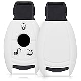 kwmobile Car Key Cover for Mercedes Benz - Silicone Protective Key Fob Cover for Mercedes-Benz 3 Button Car Key - White
