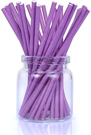 BakeBaking Purple Lollipop Sticks 4-inch, Food Safe Paper Cake Pop Accessories 100 count (4, Purple)