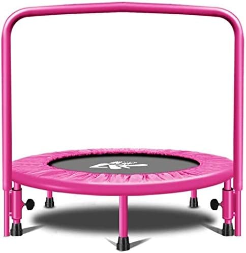 LAMTON Folding Indoor Mini Trampoline Rebounder with Handrail, Indoor Rebounder for Adults and Kids, Perfect Urban Cardio Workout Home Trainer,Max Load 330 lb