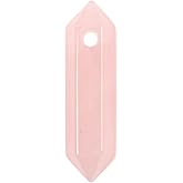 Rose Quartz 32mm Natural Gemstone Hexagonal Wand Jewelry Making Crystal Pointed Chakra Reiki Healing Beads 2mm Hole Drilled(Pack of 10)